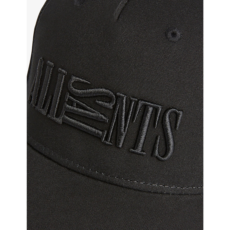 Shop Allsaints Mens Black Oppose Logo-embroidered Cotton Cap