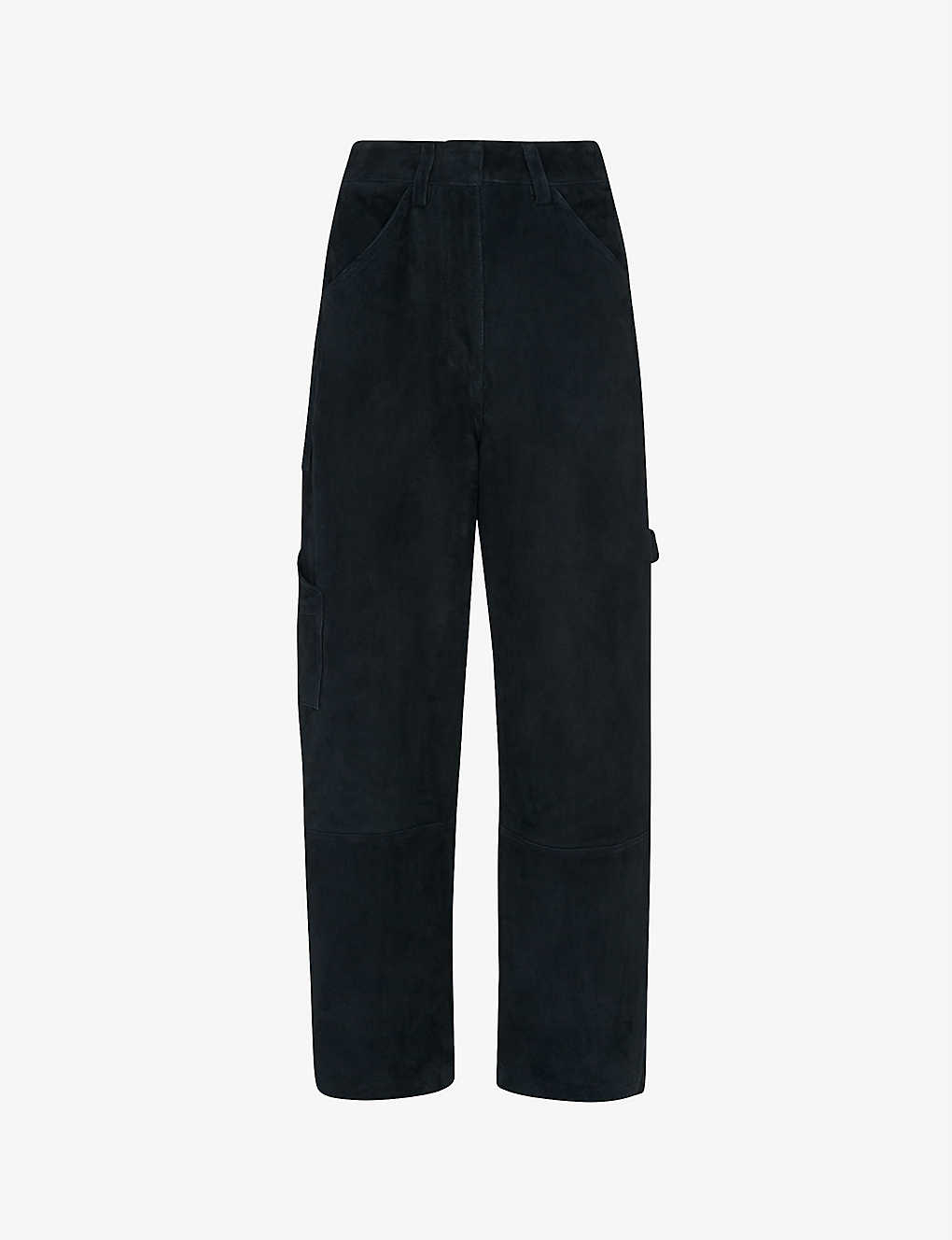 Whistles Panelled Suede Cargo Trousers In Navy