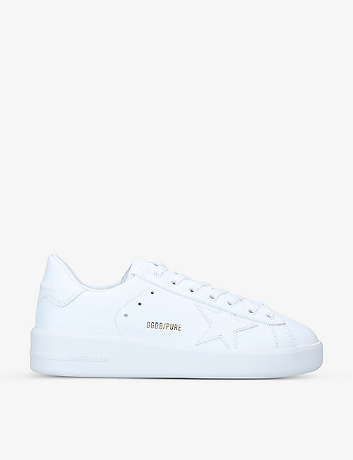 GOLDEN GOOSE: Women's Pure Star star-embroidered leather trainers