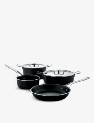 Alessi Pots&pans Aluminium Pots And Pans Set Of Six In Black