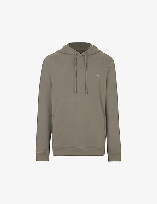 ALLSAINTS: Raven logo-embroidered brushed-cotton hoody