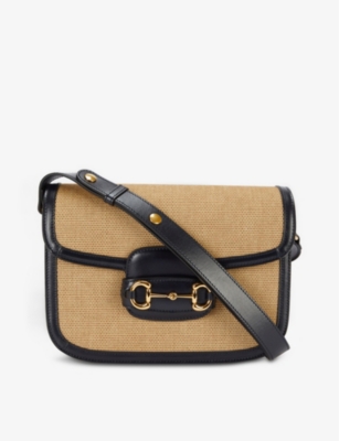 Gucci Horsebit 1955 Canvas And Leather Shoulder Bag Selfridges Com