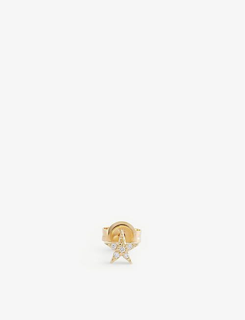 OTIUMBERG: Star 9ct gold and white diamond stud earring