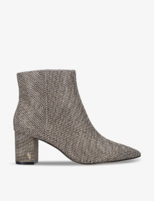 Shop Kurt Geiger London Women's Beige Burlington Houndstooth-print Woven Ankle Boots