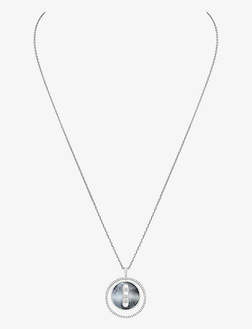 MESSIKA: Lucky Move 18ct white-gold, mother-of-pearl and diamond necklace