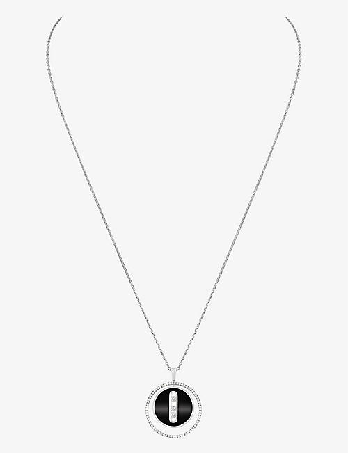 MESSIKA: Lucky Move 18ct white-gold, diamond and onyx necklace