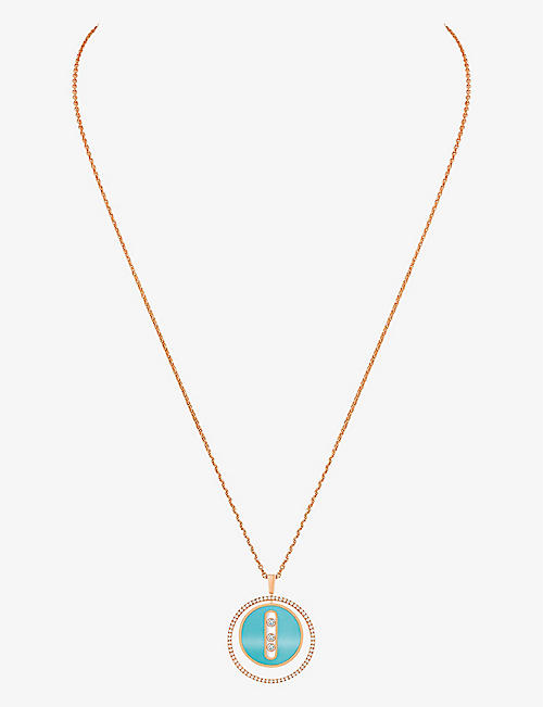 MESSIKA: Lucky Move 18ct rose-gold, 0.3ct diamond and turquoise necklace