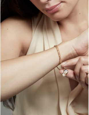Astley Clarke Biography 18ct Yellow Gold-plated Vermeil Sterling Silver And White Sapphire Locket Bracelet In Yellow Gold Vermeil