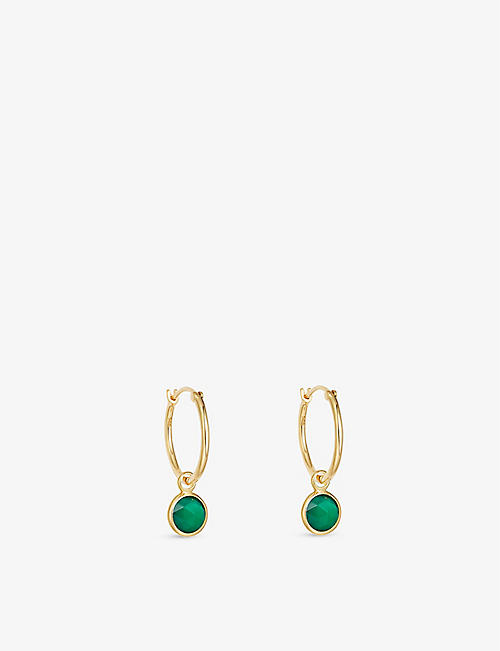 ASTLEY CLARKE: Stilla 18ct yellow gold-plated vermeil sterling silver and green onyx hoop earrings