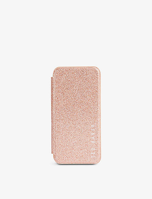 TED BAKER: Dianoe sparkly glitter iPhone 12/12 Pro mirror case