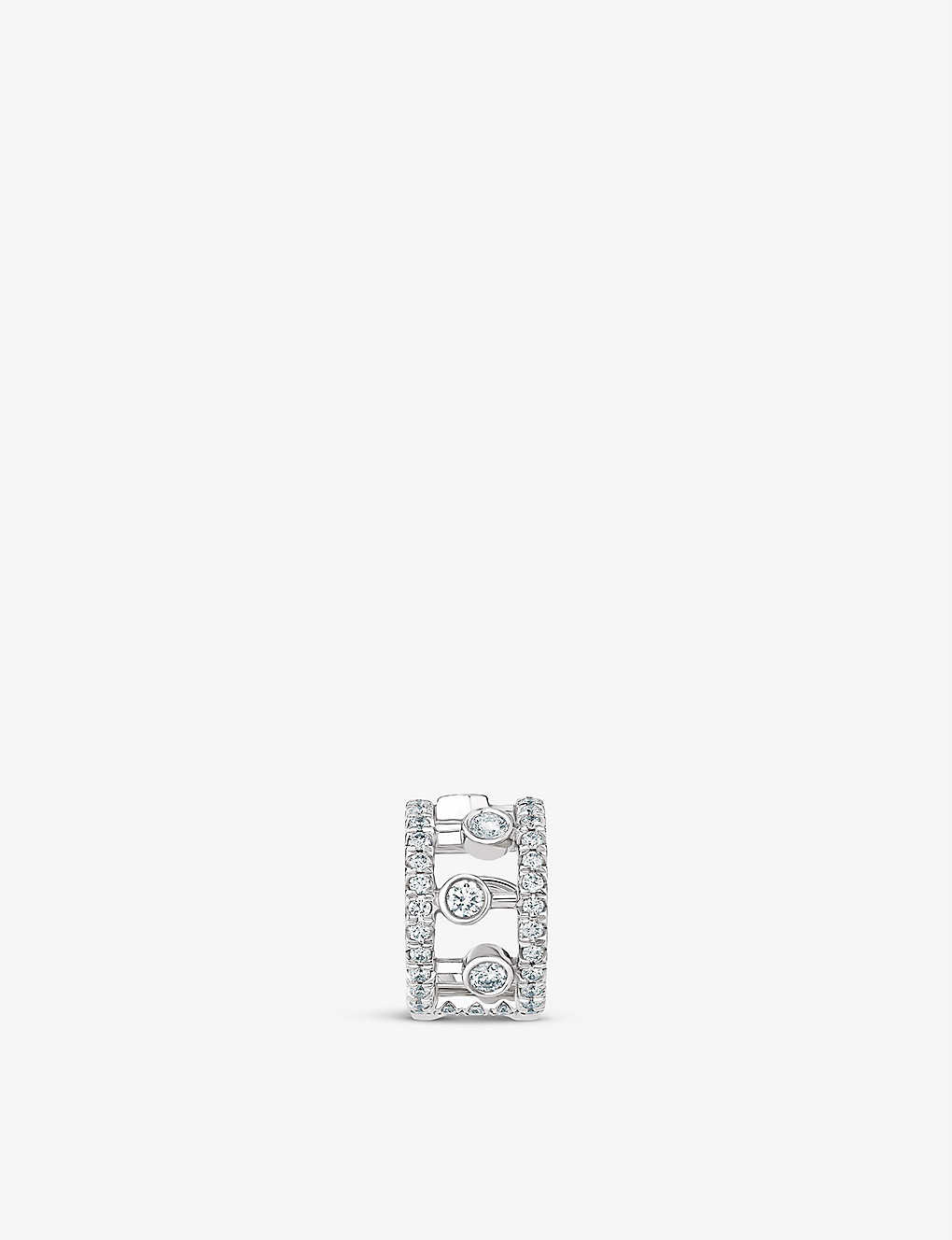 Shop De Beers Dewdrop 18ct White-gold And Diamond Ear Cuff In 18k White Gold