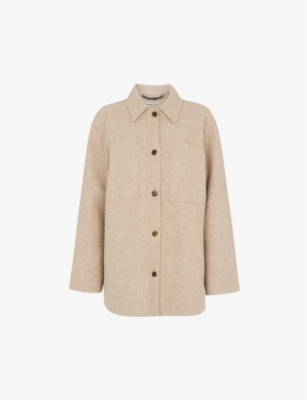 Whistles Womens Cream Utility Wool-blend Overshirt 10 In Cream