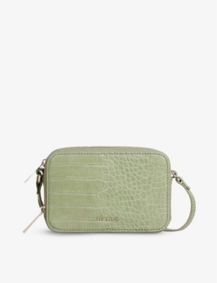 Ted Baker Debbi Crocodile-embossed Leather Camera In Pl-green