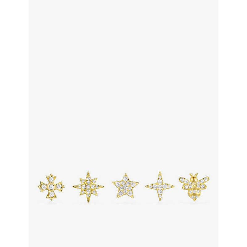 Apm Monaco Womens Silver Wonderland Gold-toned Sterling Silver Stud Earrings 1size