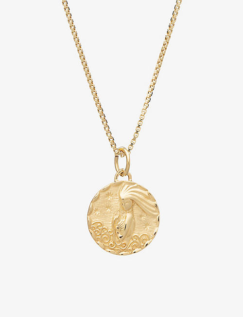 RACHEL JACKSON: Zodiac Coin Aquarius short 22ct gold-plated sterling silver necklace