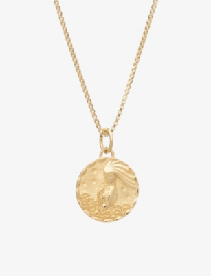 Shop Rachel Jackson Womens 22 Carat Gold Plated Zodiac Coin Aquarius Short 22ct Gold-plated Sterling Silv