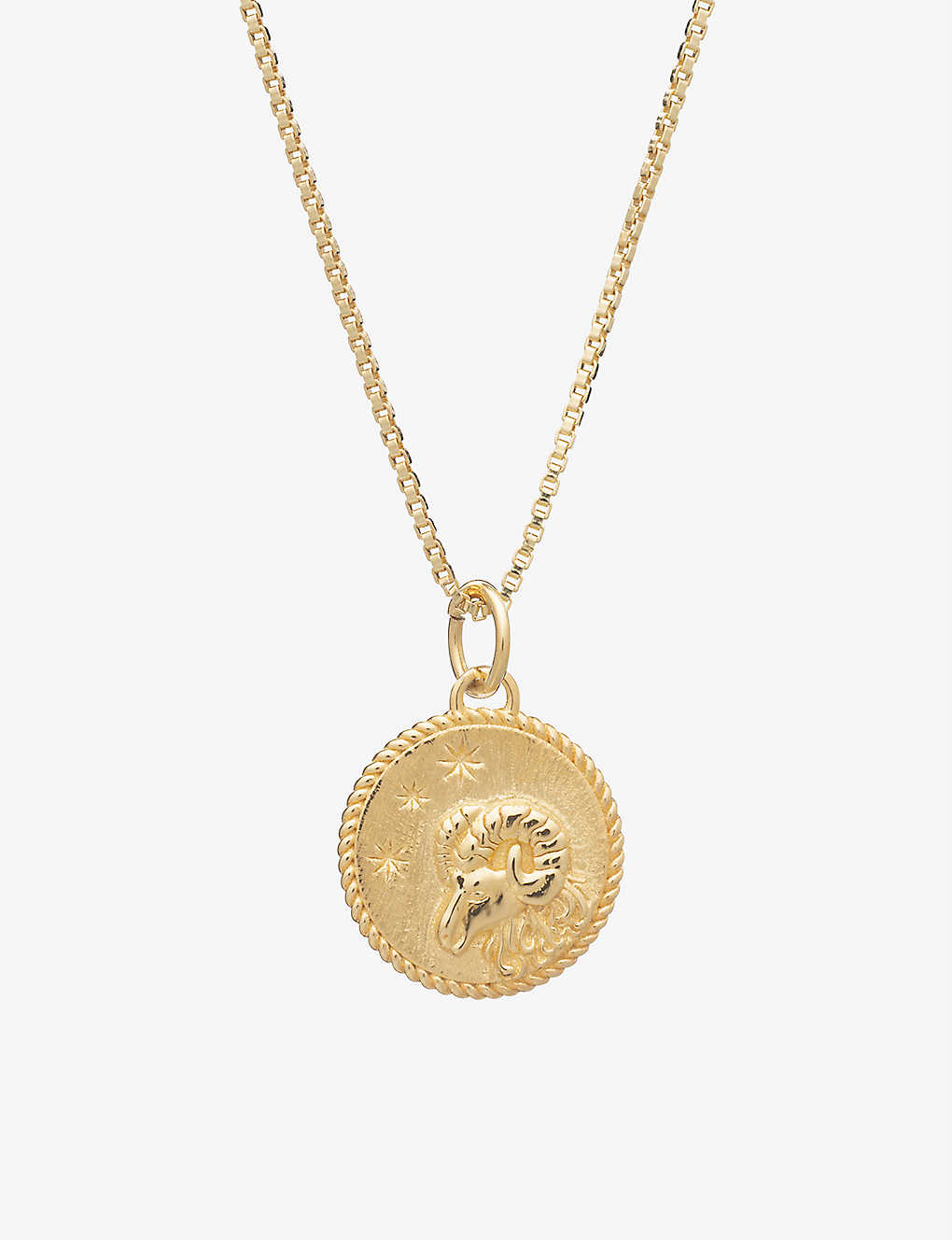 Rachel Jackson Zodiac Coin Aries Short 22ct Gold-plated Sterling Silver Necklace