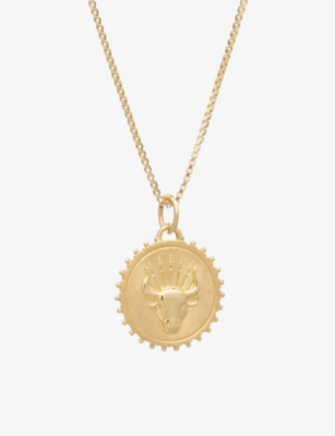 RACHEL JACKSON: Zodiac Coin Taurus short 22ct gold-plated sterling silver necklace