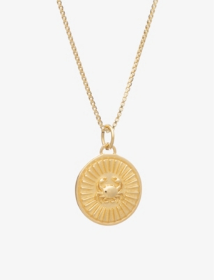 RACHEL JACKSON: Zodiac Coin Cancer short 22ct gold-plated sterling silver necklace