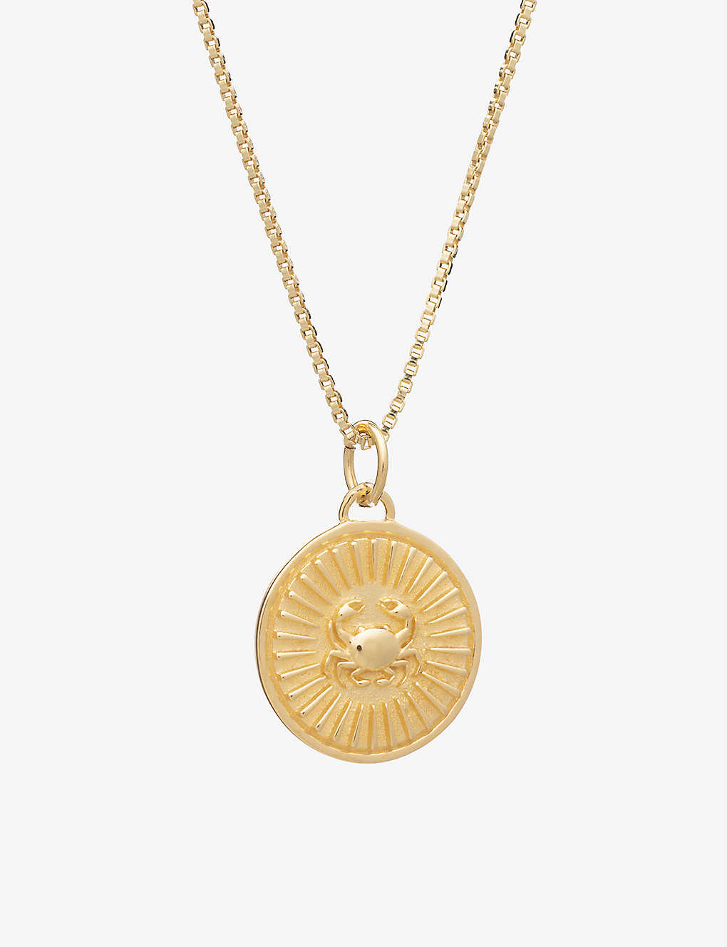 Rachel Jackson Zodiac Coin Cancer Short 22ct Gold-plated Sterling Silver Necklace In 22 Carat Gold Plated