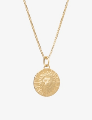 Rachel Jackson Zodiac Coin Leo Short 22ct Gold-plated Sterling Silver Necklace In 22 Carat Gold Plated