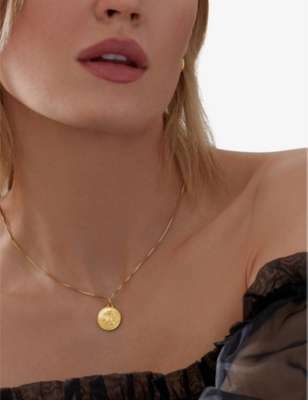 RACHEL JACKSON: Zodiac Coin Virgo short 22ct gold-plated sterling silver necklace