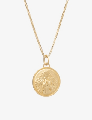 Rachel Jackson Zodiac Coin Virgo Short 22ct Gold-plated Sterling Silver Necklace In 22 Carat Gold Plated