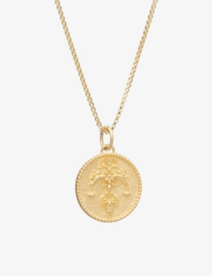 RACHEL JACKSON: Zodiac Coin Libra short 22ct gold-plated sterling silver necklace