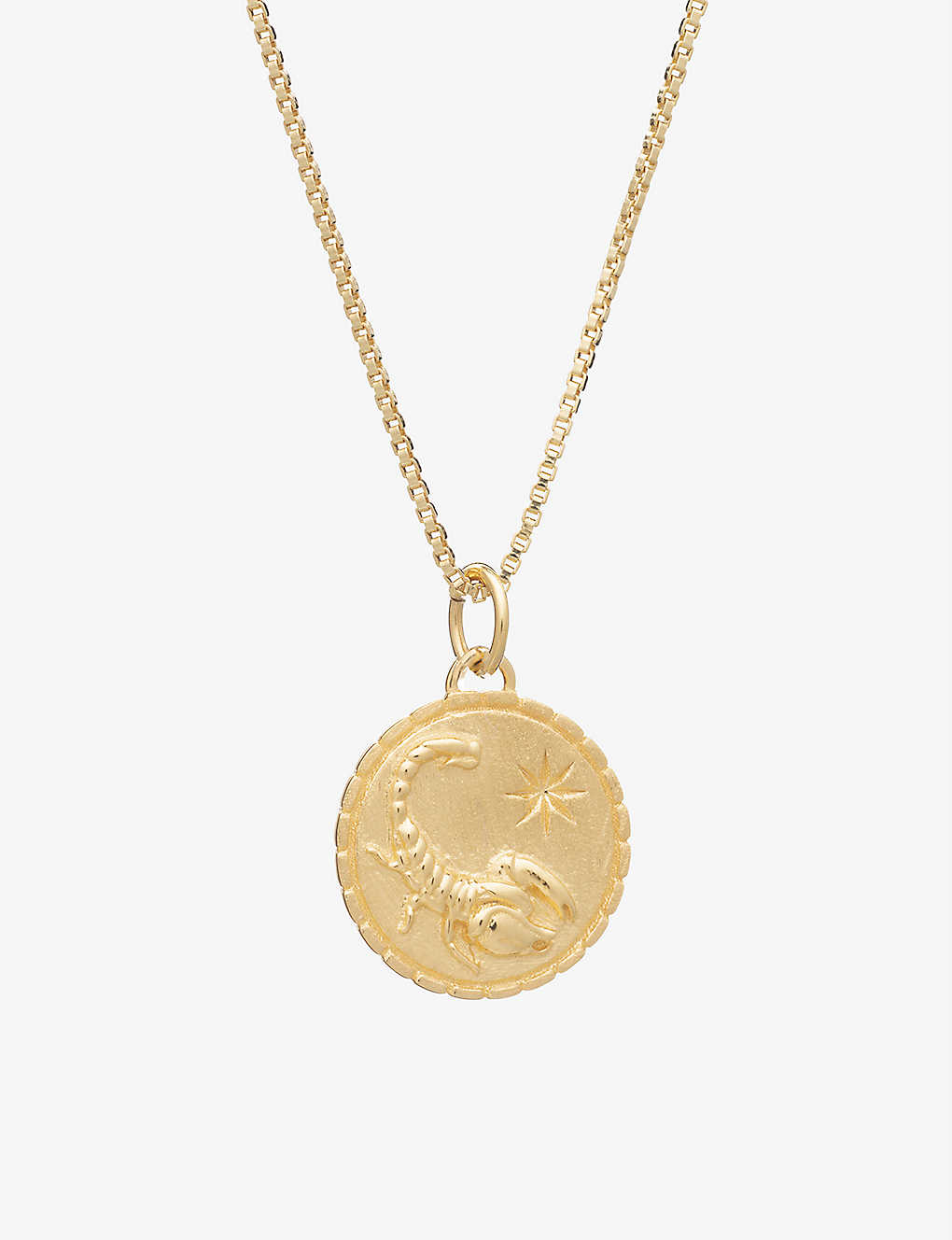 Rachel Jackson Zodiac Coin Scorpio 22ct Yellow Gold-plated Sterling-silver Pendant Necklace In 22 Carat Gold Plated