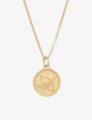 RACHEL JACKSON: Zodiac Coin Sagittarius short 22ct gold-plated sterling silver necklace