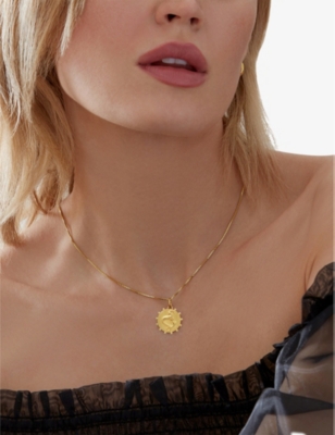 RACHEL JACKSON: Zodiac Coin Capricorn short 22ct gold-plated sterling silver necklace