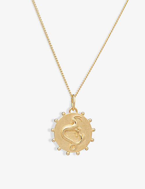 RACHEL JACKSON: Zodiac Coin Capricorn short 22ct gold-plated sterling silver necklace