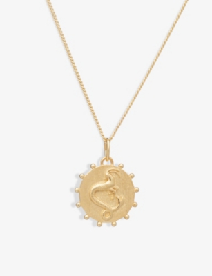 Rachel Jackson Zodiac Coin Capricorn Short 22ct Gold-plated Sterling Silver Necklace In 22 Carat Gold Plated