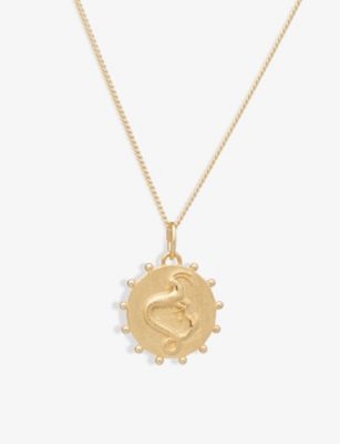 RACHEL JACKSON: Zodiac Coin Capricorn short 22ct gold-plated sterling silver necklace