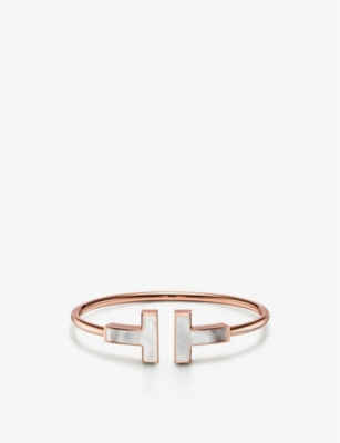 TIFFANY & CO TIFFANY & CO WOMENS 18K ROSE GOLD TIFFANY T 18CT ROSE-GOLD AND MOTHER-OF-PEARL BRACELET