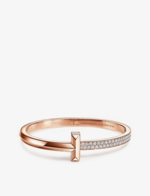 TIFFANY & CO: T1 18ct rose gold and diamond bracelet