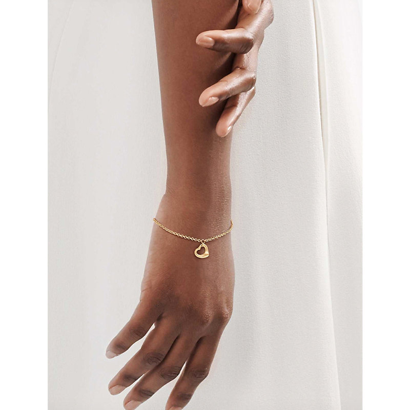 Shop Tiffany & Co Womens 18k Gold Elsa Peretti® Open Heart 18ct Gold Bracelet