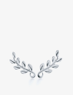 tiffany olive leaf climber earrings