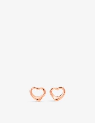 Tiffany & Co Womens 18k Rose Gold Elsa Peretti Open Heart Earrings In 18ct Rose Gold