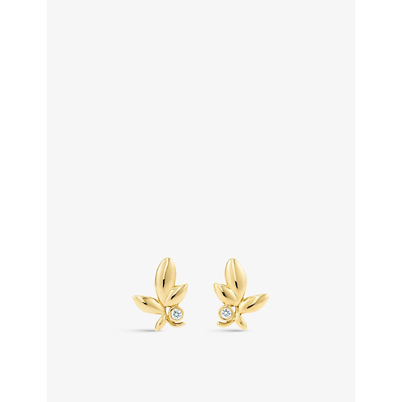 Tiffany & Co Womens 18k Gold Olive Leaf Diamond And 18ct Yellow-gold Earrings