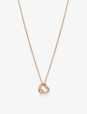 Tiffany & Co Womens 18k Rose Gold Elsa Peretti® Open Heart 18ct Rose-gold Necklace