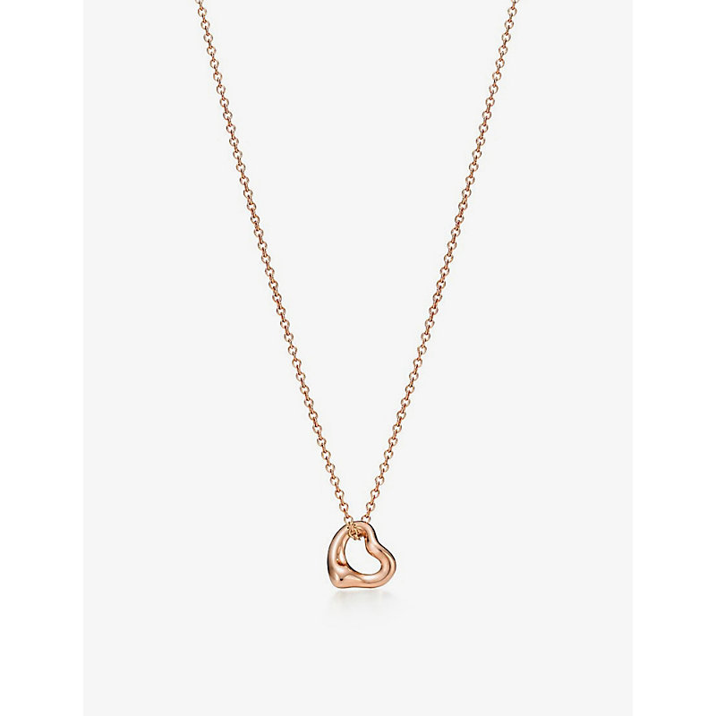 Tiffany & Co Womens 18k Rose Gold Elsa Peretti® Open Heart 18ct Rose-gold Necklace