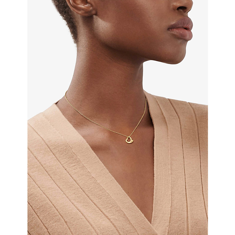 Shop Tiffany & Co Womens 18k Gold Elsa Peretti® Open Heart 18ct Gold Necklace
