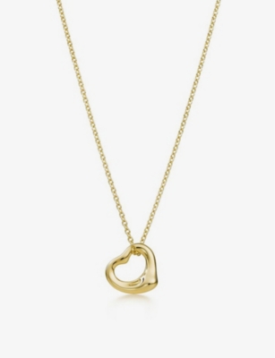 Tiffany & Co. 18k Yellow Gold Elsa Peretti Open Heart Pendant on Necklace