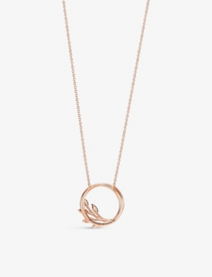 TIFFANY & CO: Vine Circle small 18ct rose-gold and 0.39ct brilliant- and marquise-cut diamond pendant necklace