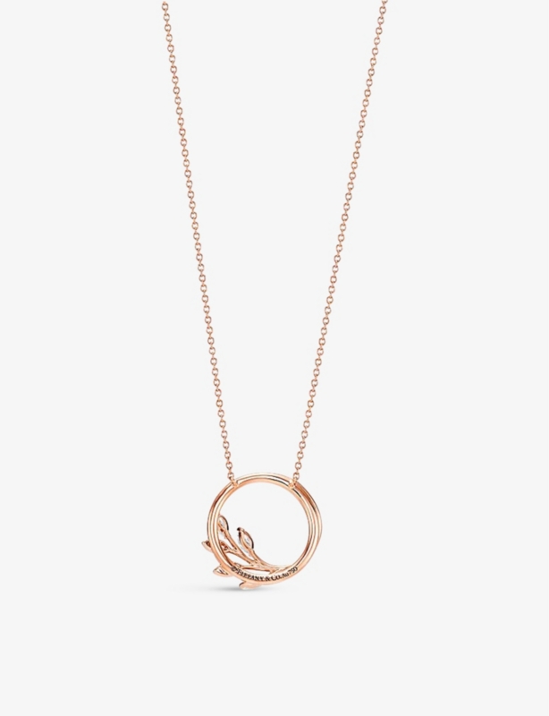 Vine Circle small 18ct rose-gold and 0.39ct brilliant- and marquise-cut diamond pendant necklace