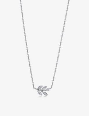 TIFFANY & CO: Vine platinum and 0.31ct brilliant- and marquise-cut diamond pendant necklace