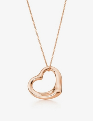 TIFFANY & CO: Open Heart 18ct rose-gold pendant necklace