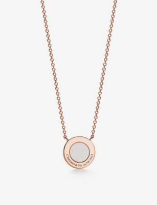 TIFFANY & CO: Tiffany T Two Circle 18ct rose-gold, diamond and mother-of-pearl pendant necklace