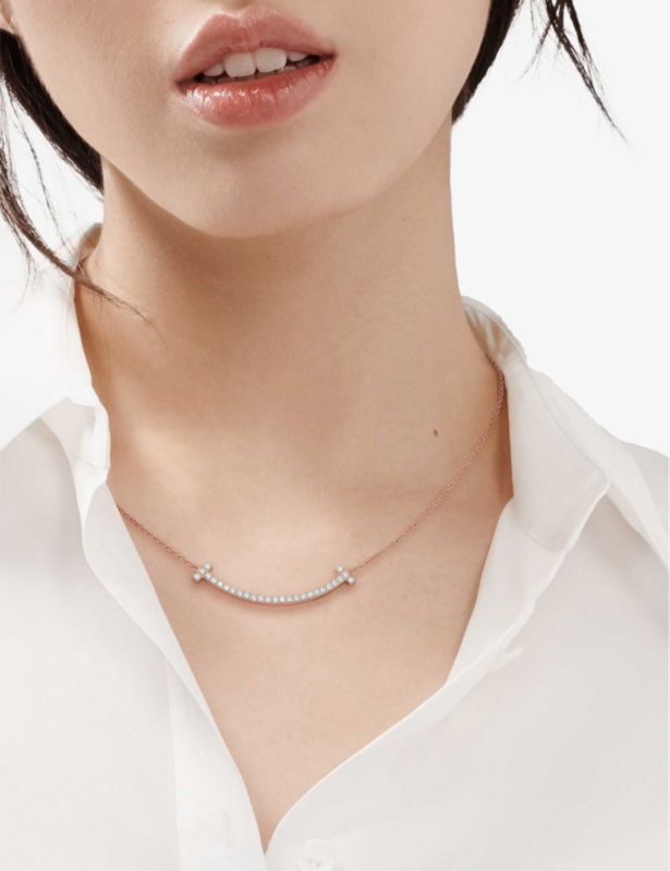 Tiffany T Smile 18ct rose-gold and diamond necklace